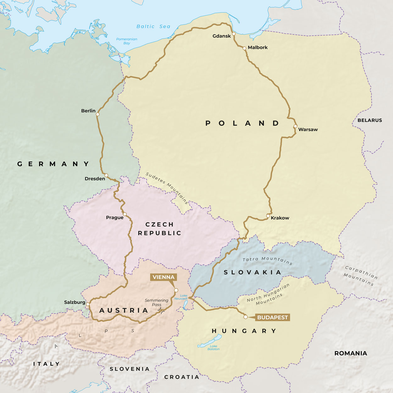 Map-Danube Express - Eastern Europe Discovery