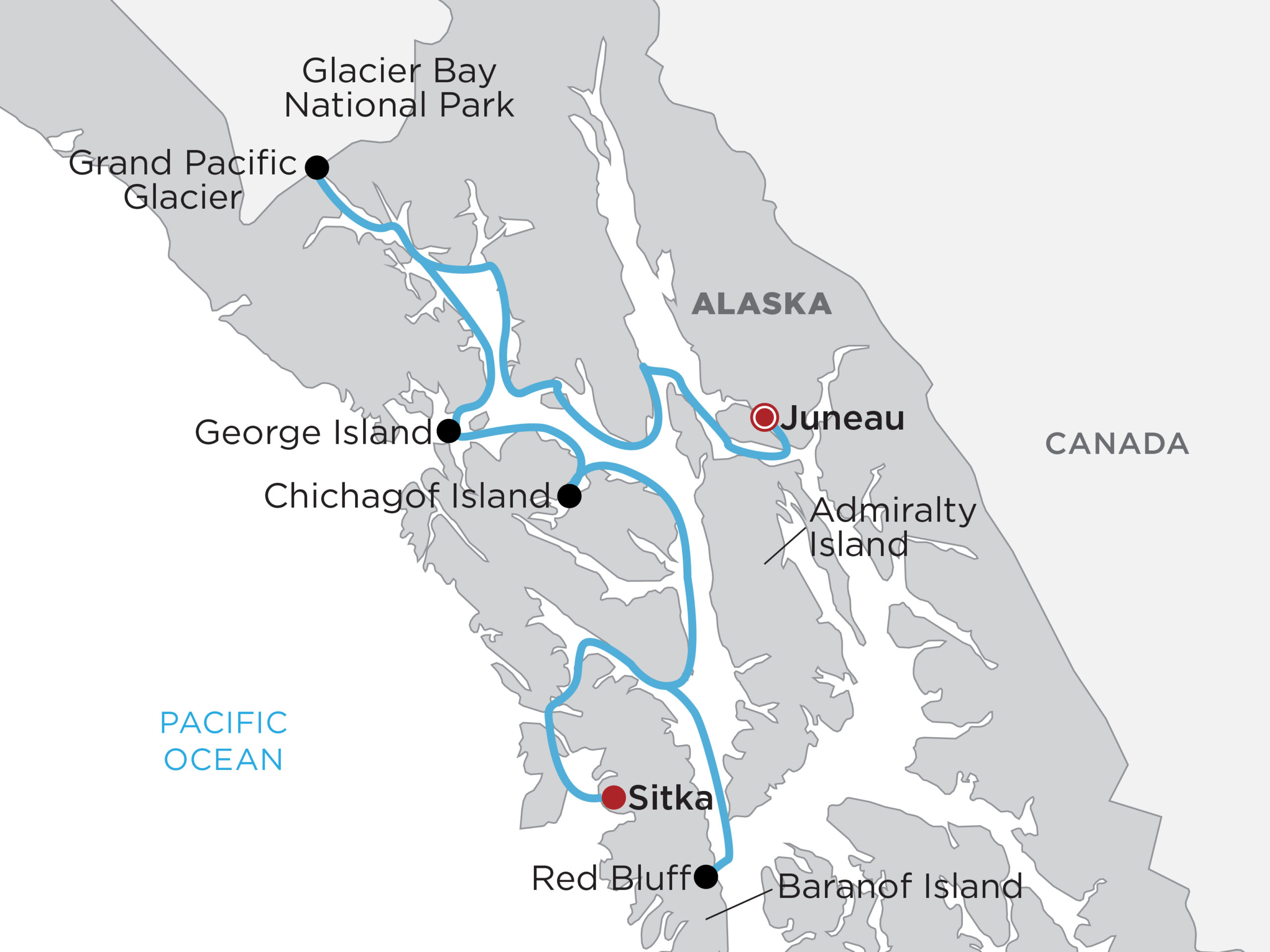Northern Passages & Glacier Bay Map