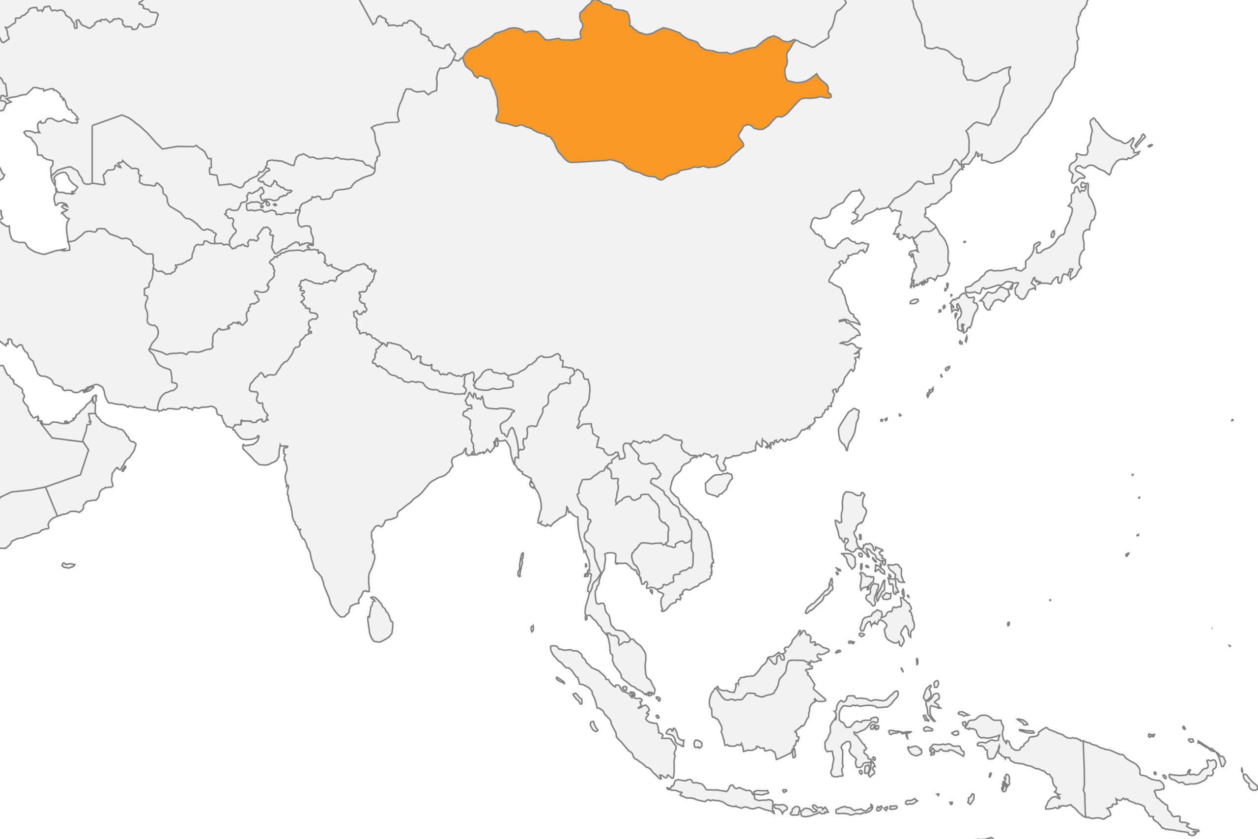 Map of Mongolia, in Asia