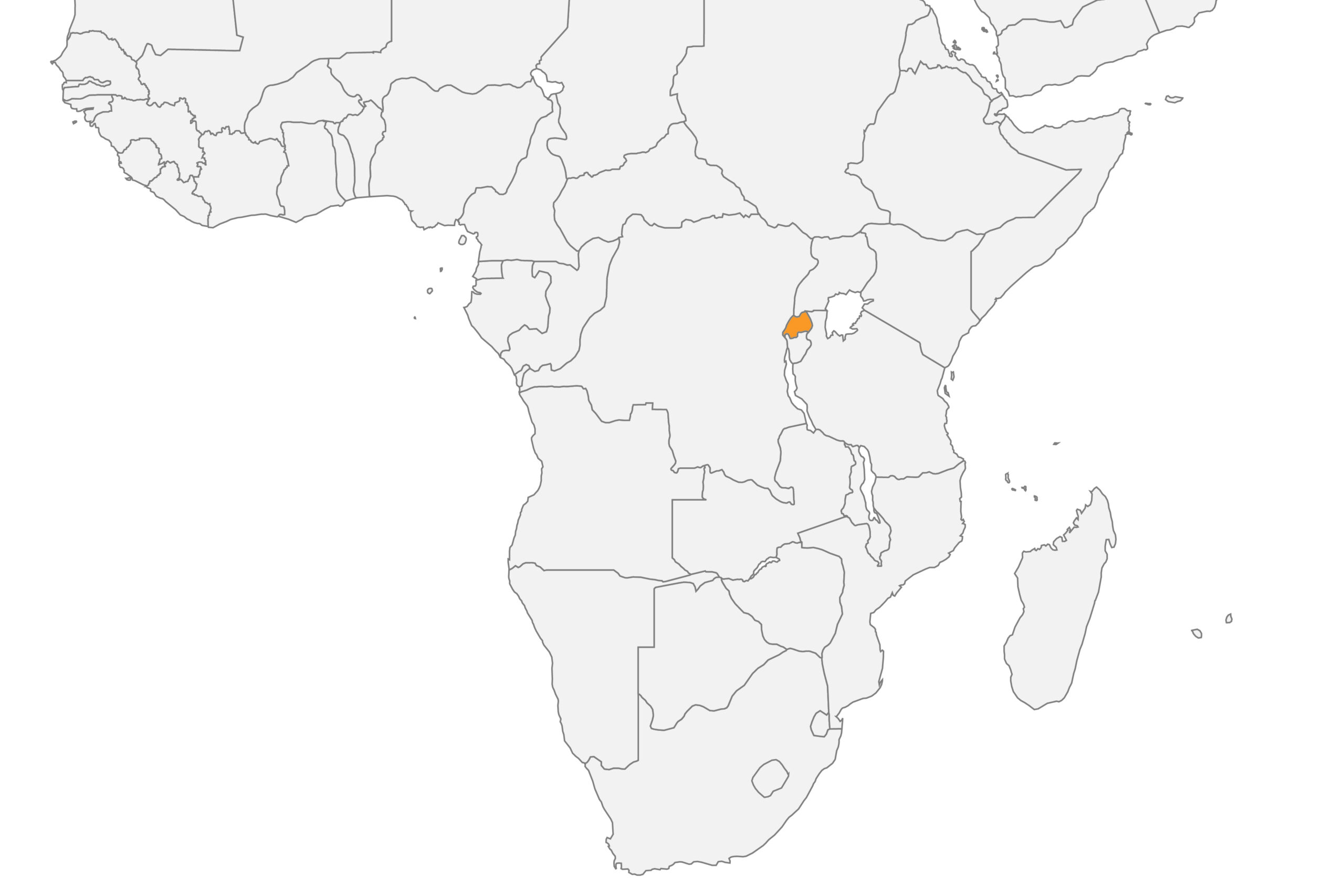 Map of Rwanda, in Africa