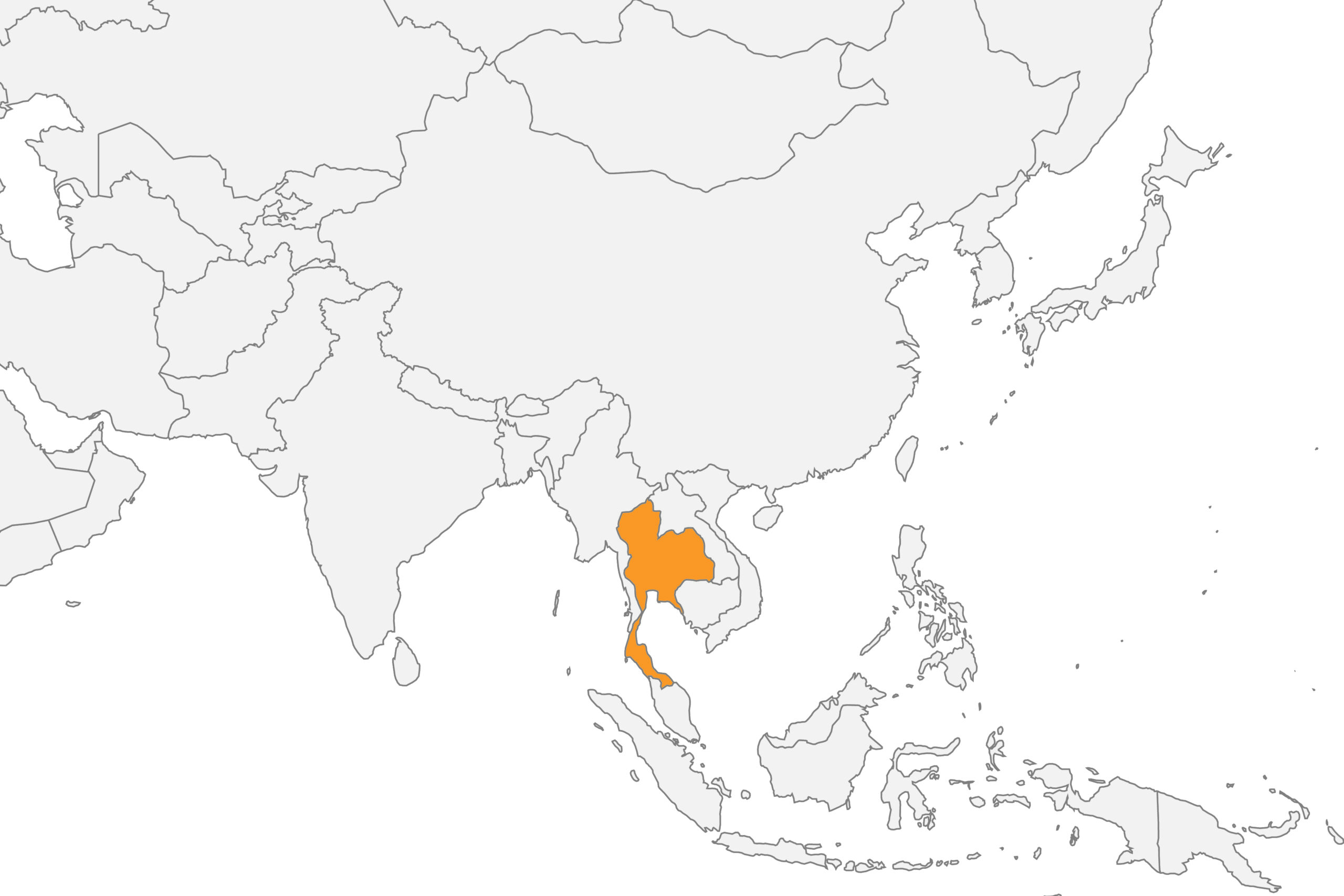 Map of Thailand, in Asia