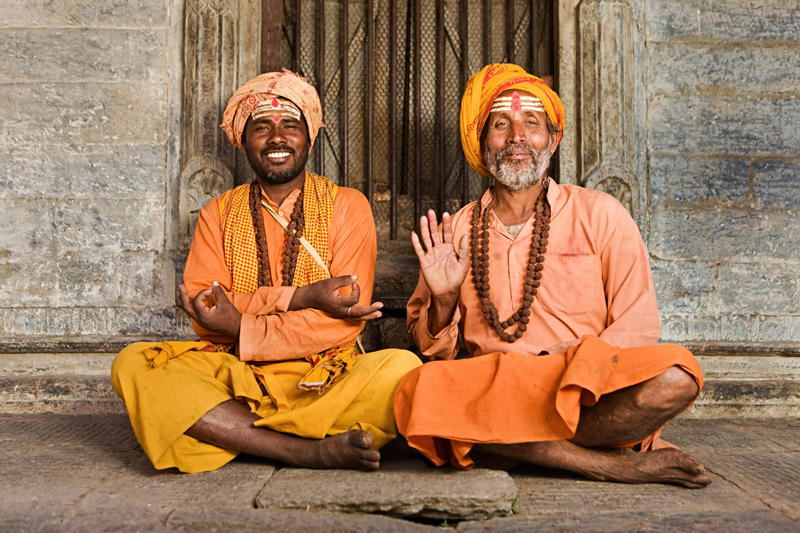 Sadhu - indian holymen sitting in the temple